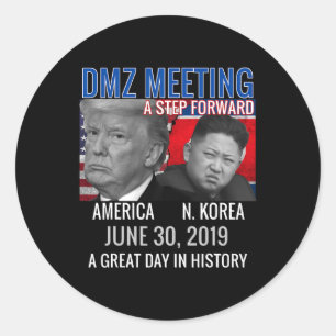 Commemorative Trump Usa Jong Un N Korea Dmz Meetin Classic Round Sticker