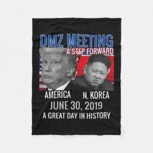 Commemorative Trump Usa Jong Un N Korea Dmz Meetin Fleece Blanket