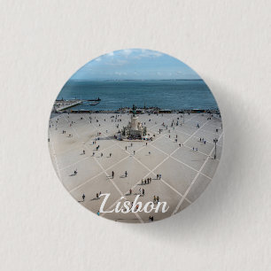 Commerce Square from above in Lisbon Portugal 3 Cm Round Badge