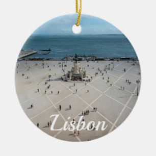 Commerce Square from above in Lisbon, Portugal Ceramic Tree Decoration