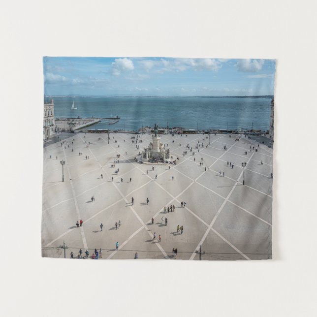 Commerce Square from above in Lisbon, Portugal Tapestry (Front (Horizontal))