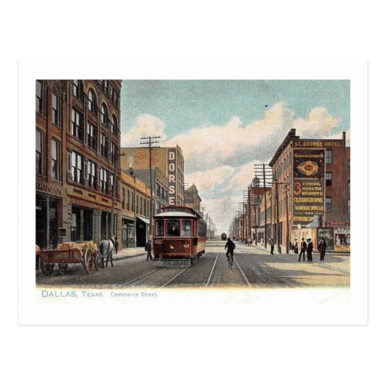 Commerce St., Dallas, Texas 1905 Vintage Postcard