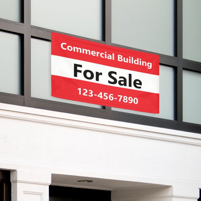 Commercial Building for Sale Red Black and White Banner (Outside Building)