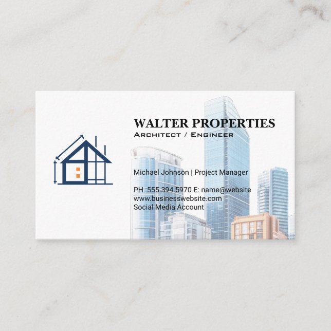Commercial Buildings | Construction | Architecture Business Card (Front)