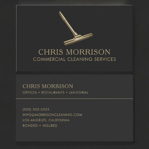 Commercial Cleaning Black Gold Business Card