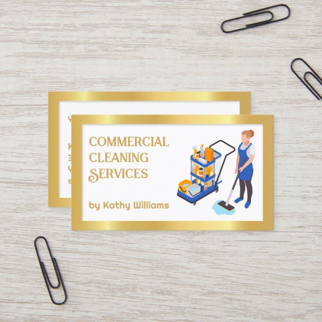Commercial Cleaning Business Card (Front/Back In Situ)