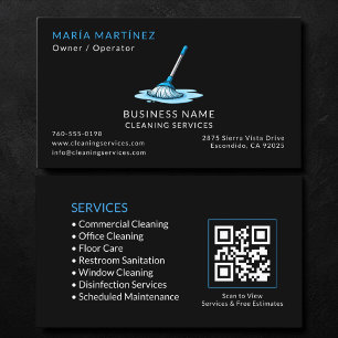 Commercial Cleaning Services QR Code Business Card