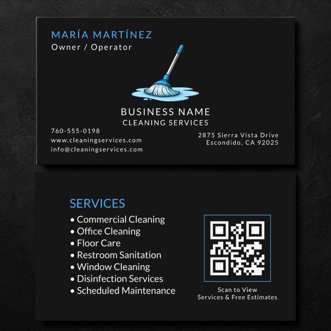 Commercial Cleaning Services QR Code Business Card (Creator Uploaded)