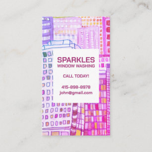 Commercial Cleaning Window Washing Watercolor Business Card