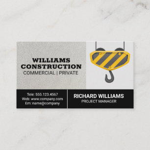 Commercial Construction   Crane Business Card