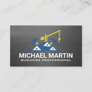 Commercial Construction Site   Builders Business Card