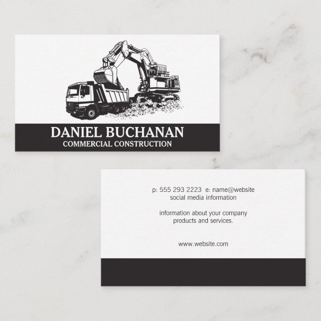 Commercial Construction Vehicles Business Card (Front/Back)