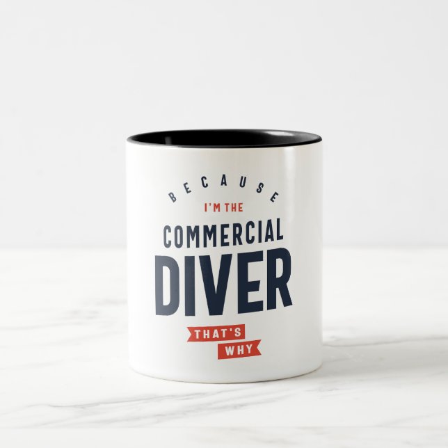 Commercial Diver Job Occupation Two-Tone Coffee Mug (Center)