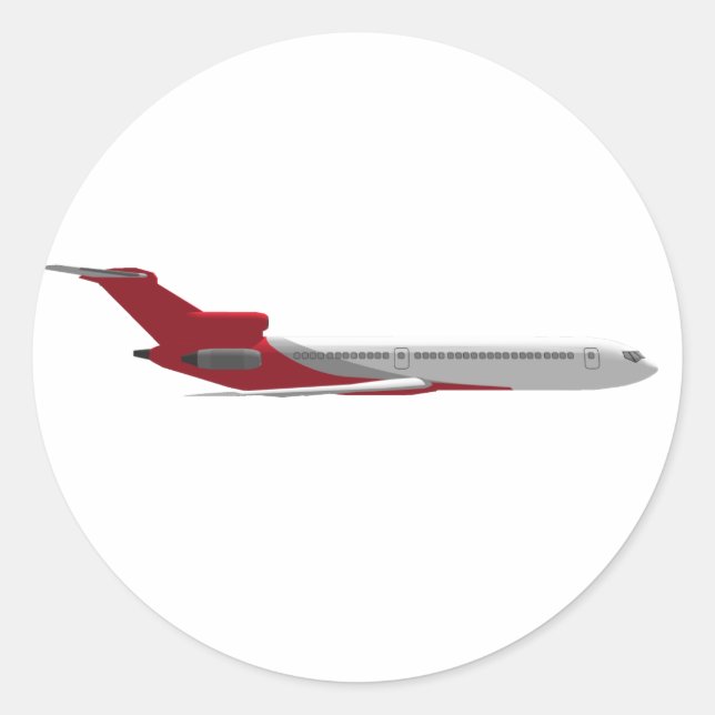 Commercial Jet Aeroplane: 3D Model: Classic Round Sticker (Front)