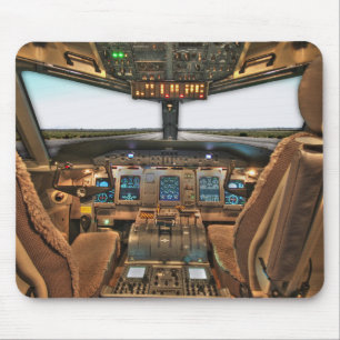Commercial jet airliner cockpit background mouse mat