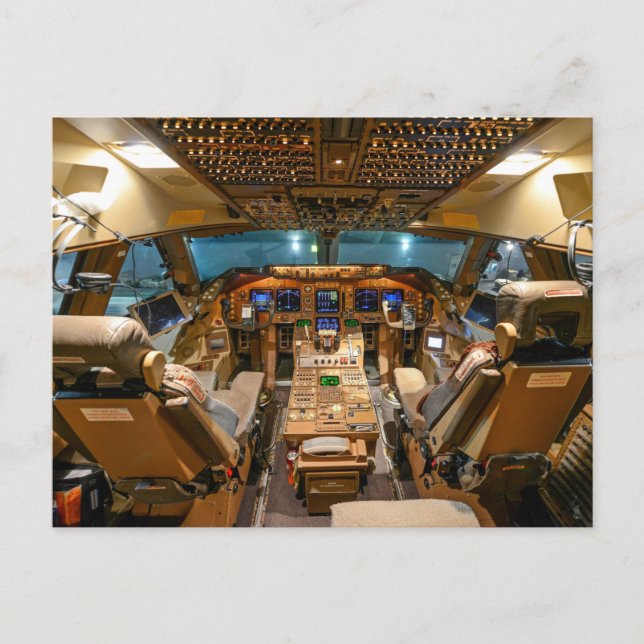 Commercial Jet Cockpit  Jigsaw Puzzle Postcard (Front)