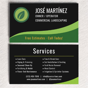 Commercial Landscaping Black Green  Business Card