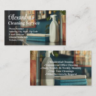 Commercial Office Cleaning Service Housekeeping Business Card