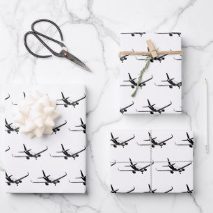 Commercial plane back view graphic motif pattern wrapping paper sheet
