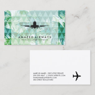 Commercial Plane Geometric Palm Trees Business Card