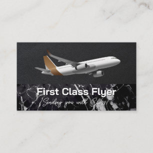 Commercial Plane Leather Marble Business Card