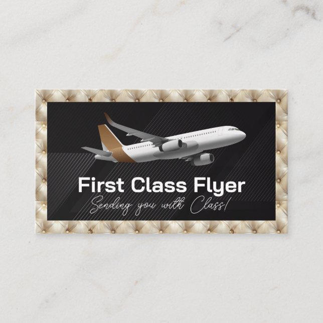 Commercial Plane | Tufted Luxury Cushion Business Card (Front)