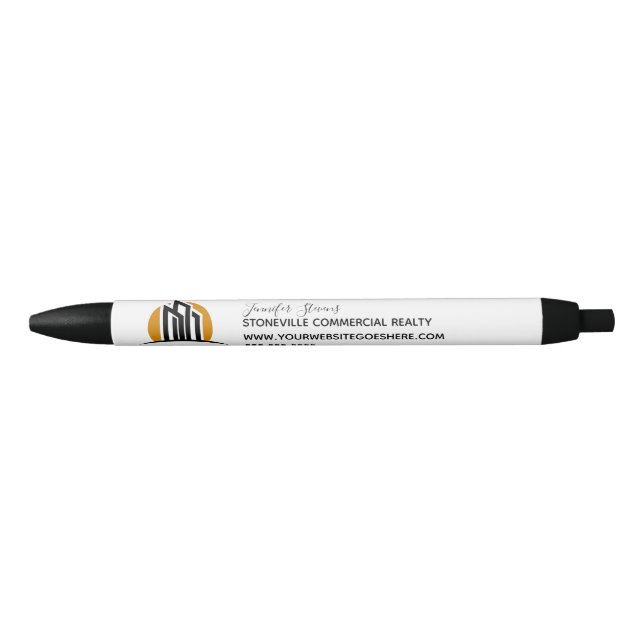 Commercial Real Estate Company Simple Chic Custom Black Ink Pen (Front)