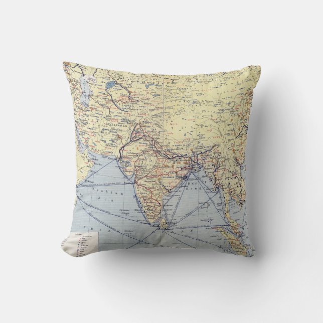 Commercial Trade Routes | South Asia Cushion (Front)