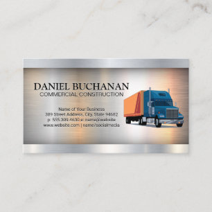 Commercial Trucking   Metallic Industrial Business Card