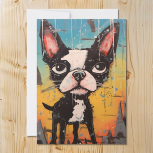 Commical and Whimsical Boston Terrier Dog Holiday Card