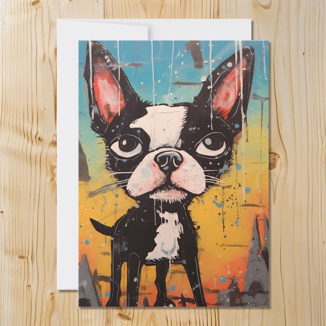 Commical and Whimsical Boston Terrier Dog Holiday Card (Creator Uploaded)