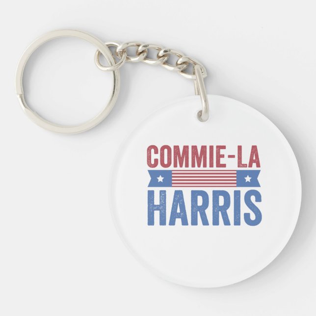 Commie-La Harris 2024 Funny Anti Kamala Harris Key Ring (Front)