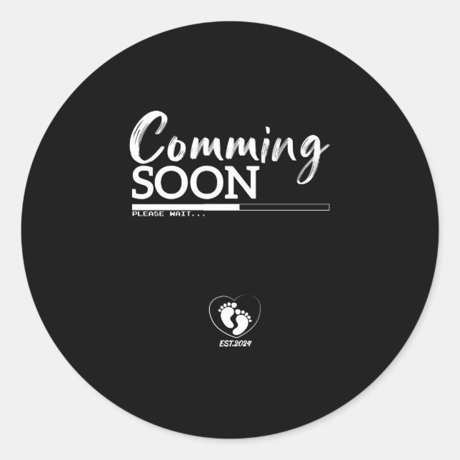 Comming soon est 2024 classic round sticker (Front)