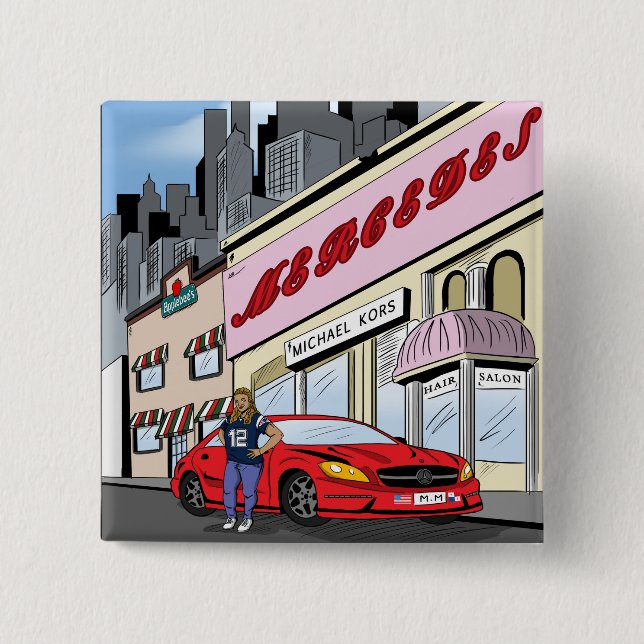 Commission Comic Art Style 15 Cm Square Badge (Front)