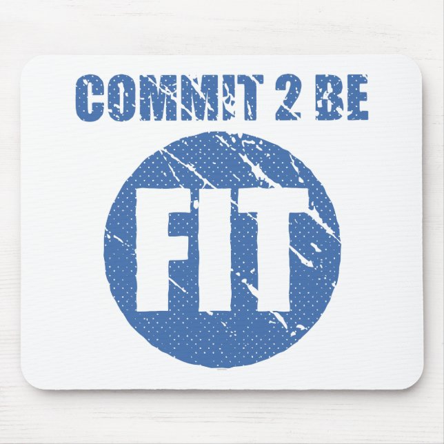 Commit to be Fit | Retro Style | CERULEAN Mouse Mat (Front)