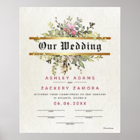 Commitment Floral Banner Wedding Certificate