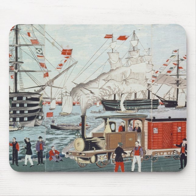 Commodore Perry's Gift of a Railway Mouse Mat (Front)