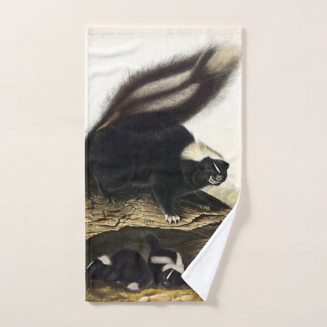 Common American Skunk or Striped Skunk, by Audubon Bath Towel Set (Hand Towel)