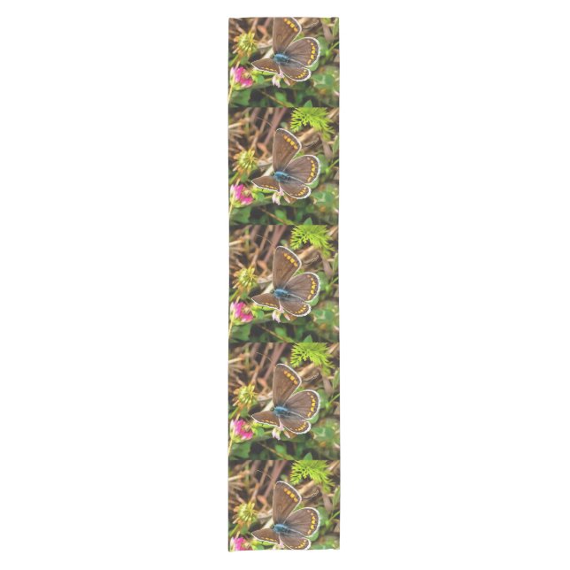 Common Blue Butterfly Polyommatus Icarus Painting Short Table Runner (Front)