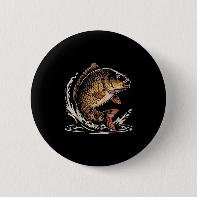 Common Carp Fishing Gift Angler Tackle Fi-shirt  6 Cm Round Badge (Front)