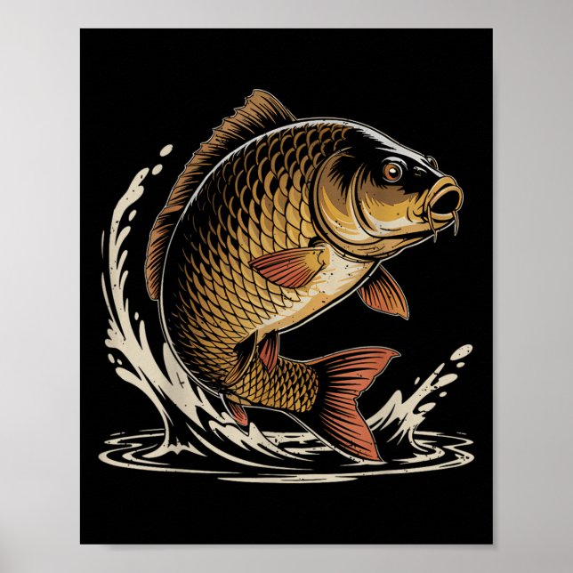 Common Carp Fishing Gift Angler Tackle Fi-shirt  Poster (Front)