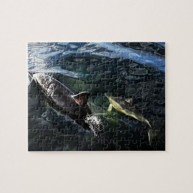 Common Dolphin Mother and Baby Ocean Wildlife Jigsaw Puzzle (Horizontal)