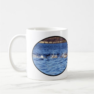 Common Dolphins Active Surfacing Ocean Scene Wild Coffee Mug