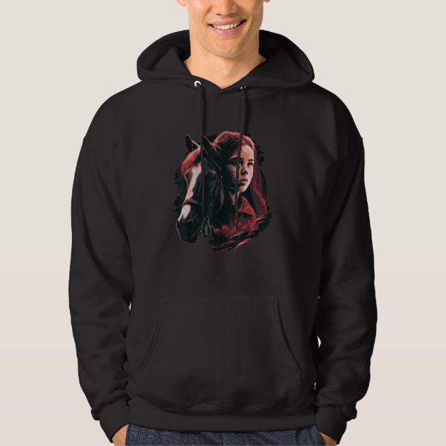 Common Girl Portrait Horse  Rider Hoodie (Front)