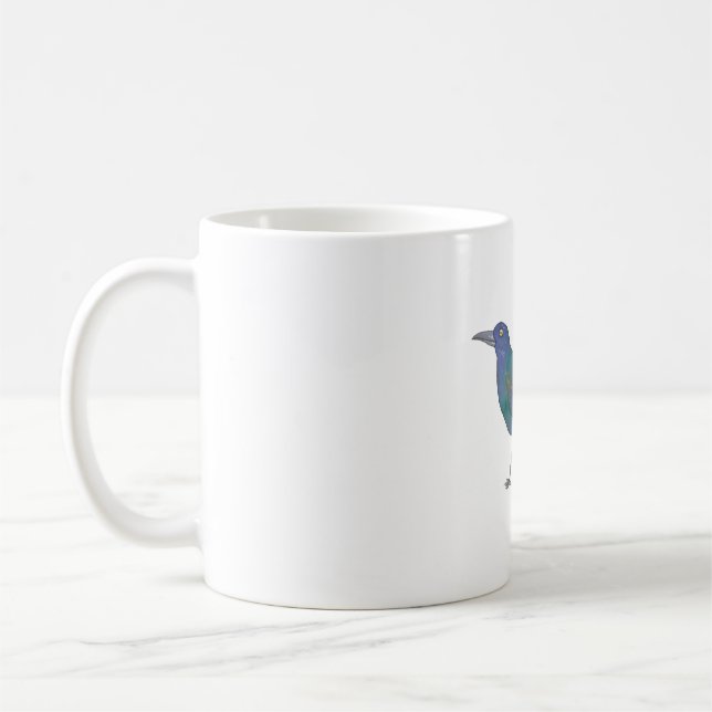 Common Grackle watercolor bird species art Coffee Mug (Left)