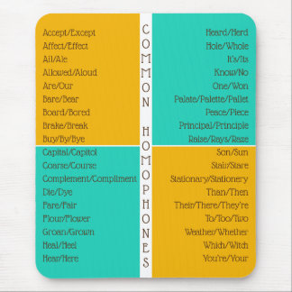 Common Homophones English Spelling Reference Guide Mouse Mat