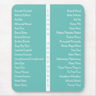 Common Homophones English Spelling Reference Guide Mouse Mat