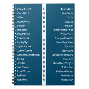 Common Homophones English Spelling Reference Guide Notebook