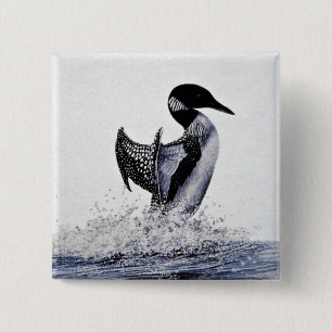 Common loon 15 cm square badge