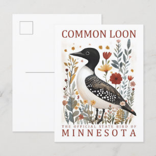 Common Loon Bird of Minnesota USA Travel Postcard